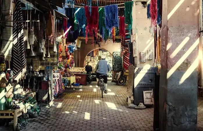 The souq is an open air marketplace in the medina (old city) of Marrakesh, where tradional handicrafts are sold.